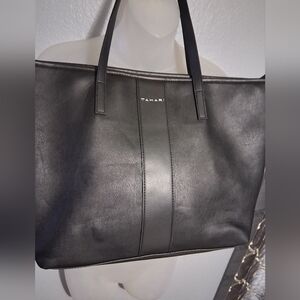 Black Textured Leather Backpack